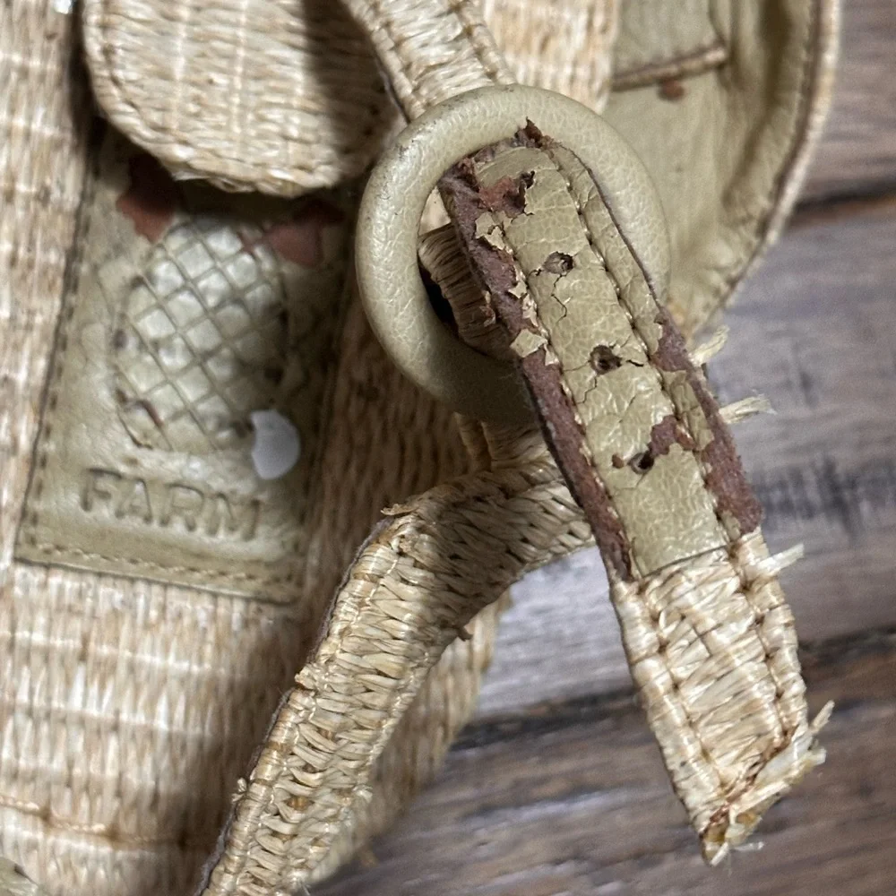 Farm Rio Synthetic Raffia Zigzag Sandals Size 13 Women's Cream